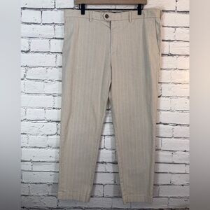 Men's Banana Republic Pants size 38x32 Beige Striped Slim Tapered Fit Trousers